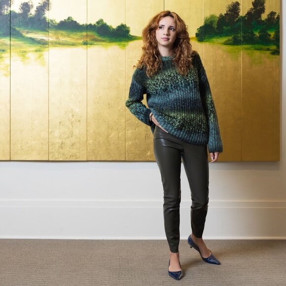 Women's Blue Kitten Heeled Shoe - Picture 7 of 8